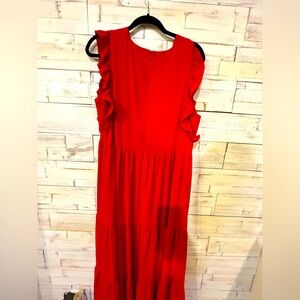 2 for $20-Jade Red Ruffled Tiered Maxi Sundress